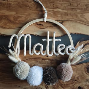 30cm crown: personalized first name or word in knitting and dried flowers