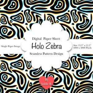 Papel digital com padrão de zebra holográfica, sem costura, estampa animal holográfica, papel para impressão, abstrato, scrapbook, papel, legal, diário de lixo holográfico