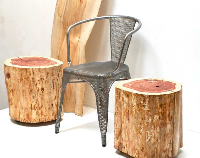 Stump Table Furniture End Table Stool Seat Coffeetable Cocktail Casters