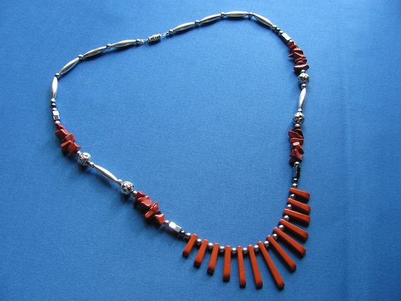 Vintage 1960s handmade sterling beads rich brown … - image 1