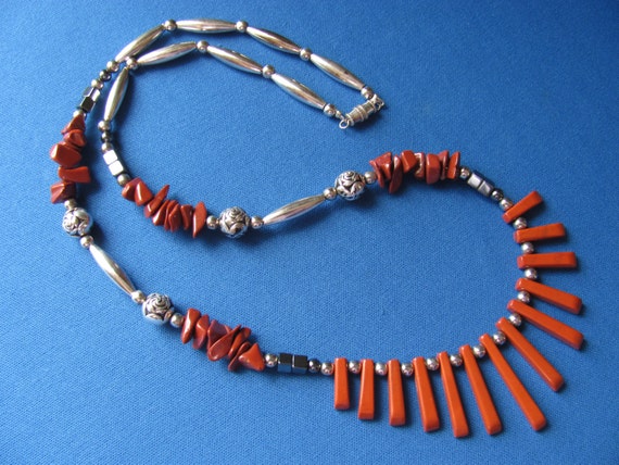 Vintage 1960s handmade sterling beads rich brown … - image 2