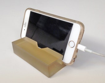 CLOSEOUT-Topaz Groove Resin iPhone Stand, Smartphone Stand, Zoom Meeting Stand, Facetime Stand, Home Office Accessory