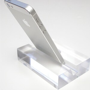 Groove Clear Resin iPhone Stand, Business Card Holder, Zoom Meeting Stand, Facetime Stand, Great Gift Idea, Sustainable Desk Accessory image 1