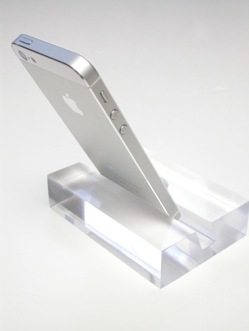 Groove Clear Resin iPhone Stand, Business Card Holder, Zoom Meeting Stand, Facetime Stand, Great Gift Idea, Sustainable Desk Accessory image 1