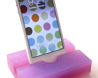 Amethyst Groove Resin iPhone Stand, Business Card Holder, Home Office, Zoom Meeting Stand, Facetime Stand, Sustainable Home Office