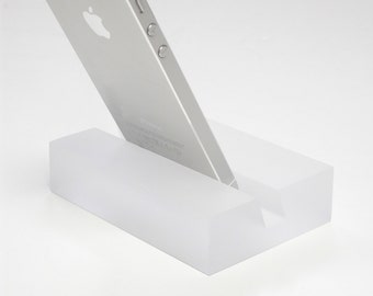 Frosted "Ice" Groove Resin iPhone Stand, Business Card Holder, Desk Accessory, Zoom Meeting Stand, Facetime Stand, Sustainable Gift