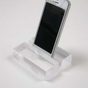 Groove Clear Resin iPhone Stand, Business Card Holder, Zoom Meeting Stand, Facetime Stand, Great Gift Idea, Sustainable Desk Accessory image 4