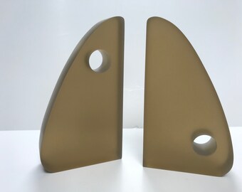 Sculptural Modern Translucent Resin Bookends, Bronze Colored Resin, Set of 2, Home Office, Sustainable Home Decor