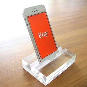 Groove Clear Resin iPhone Stand, Business Card Holder, Zoom Meeting Stand, Facetime Stand, Great Gift Idea, Sustainable Desk Accessory image 3