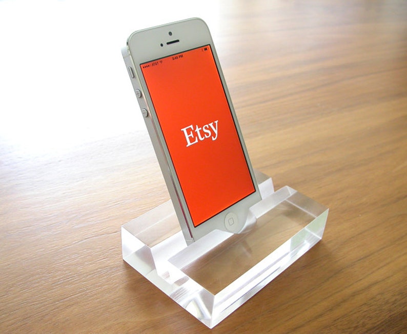 Groove Clear Resin iPhone Stand, Business Card Holder, Zoom Meeting Stand, Facetime Stand, Great Gift Idea, Sustainable Desk Accessory image 3