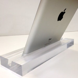 Crystal Clear Groove iPad Stand, Tablet Stand, Zoom Meeting Stand, Facetime Stand, Teleconferencing Stand, Sustainable Home Office Accessory