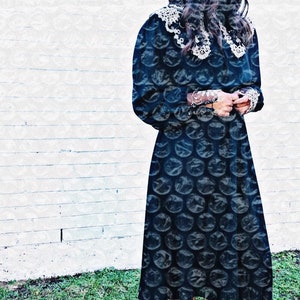 Vintage Miss Ashlee California Black & Gold Embroidered Semi Sheer Glam Secretary Dress Small