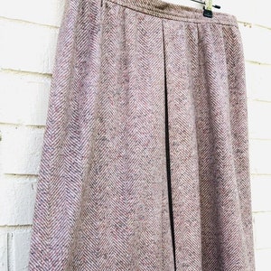 Vintage Designer Louis Féraud Walnut Brown Tweed Wool Skirt 