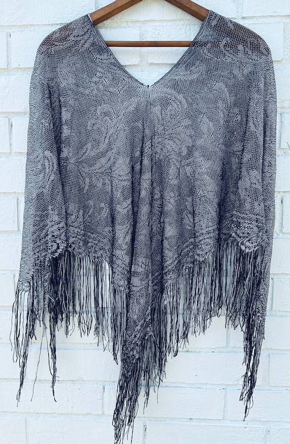 vintage poncho black knit - Gem