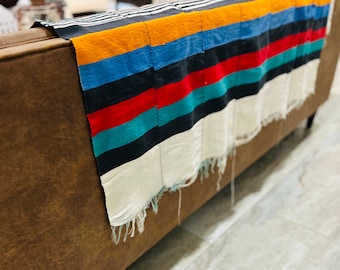 Vintage Handmade Embroidered Multicolor Textile Art Multiuse Blanket Tablecloth