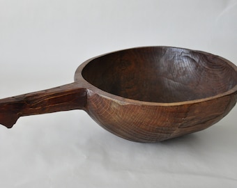 Vintage Primitive Wood hand Carved Vessel Found Objects Ladle with handle