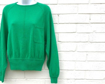 Vintage Liz Claiborne Green Pocket Sweater Top Light Large