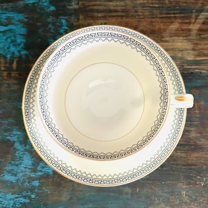 Vintage set of 4 Noritake Made in Japan Keyboard Tea Cup & Saucers Home Kitchen Decor