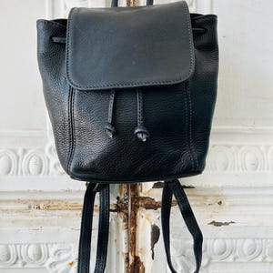 Vintage Coach Mini Daypack Backpack Black Leather With