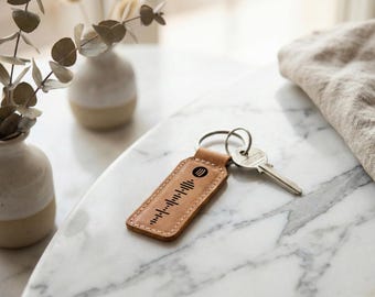 Personalized Spotify Keychain, Custom Song Code Gift for Women Men, Leather Key Ring, Scannable Music, Valentines Day