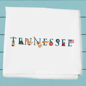 Tennessee Flour Sack Towels for kitchen and bar ~ Nashville icons  ~ Decorative towel ~ Chattanooga train