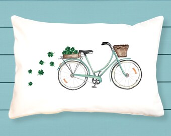 Poduszka rowerowa z koniczynkami - prezent dekoracyjny na dzień św. Patryka ~ poduszki dekoracyjne - poduszka wałkowa - Tina Labadini Designs - Home Dec