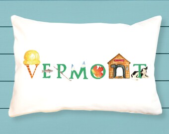 Vermont canvas pillow - decorative pillow - square pillow - Vermont grad gift