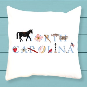 Almohada de lona de Carolina del Norte - almohada decorativa - almohada cuadrada - New Carolina grad gift