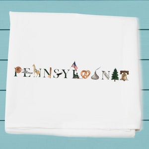 Pennsylvania,Flour Sack Towel, kitchen and bar  towel, Liberty bell, souvenir, Christmas gift,