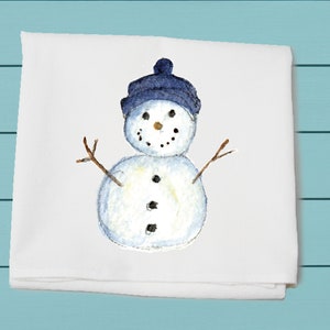 snowman baby, flour sack towel ~ winter decor ~ hand towel ~ cotton towel