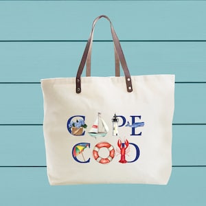 Bolsas de lona de algodón reutilizables con arte de Cape Cod