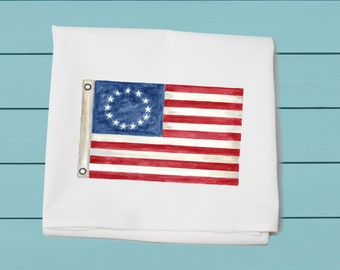 american flag, flour sack towel, July 4th, independence day, summer gift, hostess gift, cotton towel