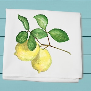 lemon branch, flour sack towel, kitchen towel, Tina Labadini Design, decorative hand towels