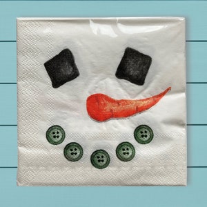 Snowman cocktail napkins ~ fun paper napkins ~ seasonal napkin ~ wintery napkins ~ beverage and appetizer napkins