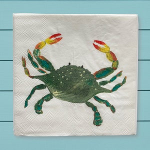 Crab paper napkins ~ Colorful crab designed cocktail napkins ~