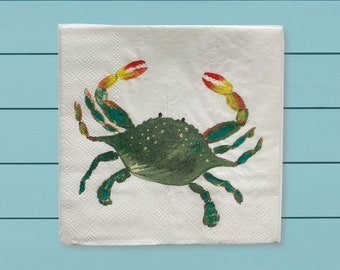 Crab paper napkins ~ Colorful crab designed cocktail napkins ~