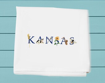 Kansas Flour Sack Towels ~ kitchen and bar towel ~ Decorative towels  ~ Sunflower State