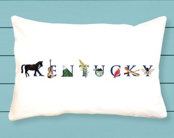 Kentucky canvas pillow - decorative pillow - bolster pillow - Kentucky grad gift