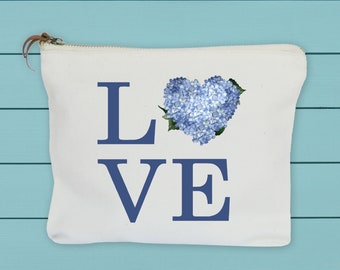Love hydrangea heart, zipper pouch