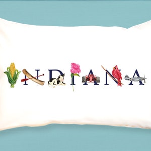 Indiana canvas pillow - decorative pillow - bolster pillow - Indiana grad gift