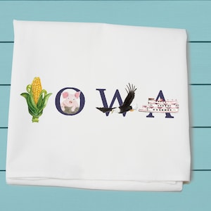 Iowa Summer, Flour Sack Towel, kitchen and bar towel, Icons of Iowa, Zero waste gift, Christmas gift,