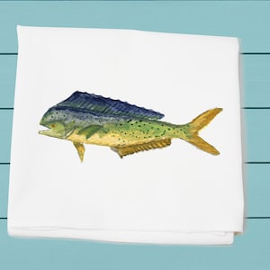 dolphin fish ~ flour sack towel ~ 100% cotton machine washable