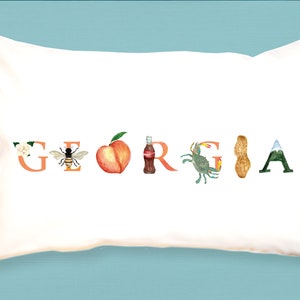 Georgia canvas pillow - decorative pillow - bolster pillow - Georgia grad gift