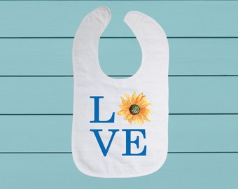 Love sunflower bib - cotton terry cloth (100 % of proceeds donated to the Church of Evangelical Christians in Lviv Ukraine)