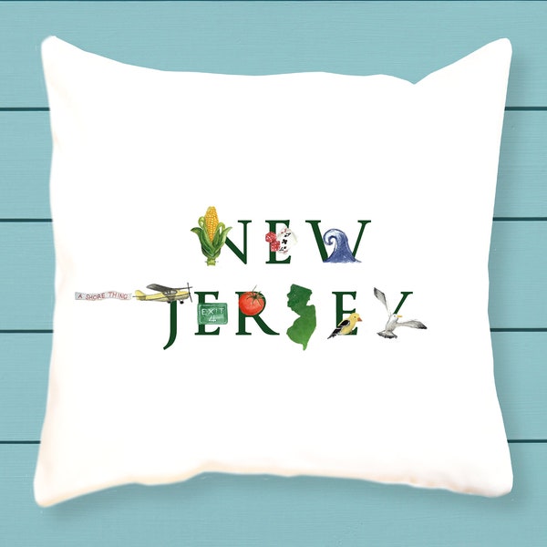 New Jersey ~  canvas pillow - decorative pillow - throw  pillow - New Jersey grad gift