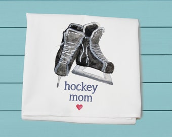 hockey mom, flour sack towel, cotton decorative dish towel, sport decor, gift for mom