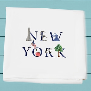 Flour Sack Towels, New York, kitchen and bar towel, corporate gift, Empire State, Big apple, Illu-stated art