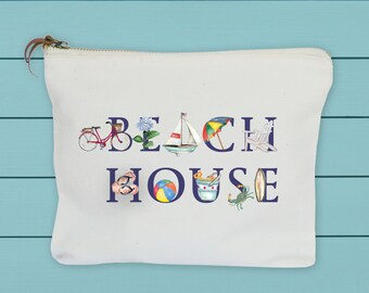 maison de plage, pochette à fermeture éclair