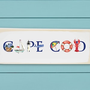 Cape Cod Wood Block ~ Iconic art ~ Wall Hangings ~ Illu-stated art of Cape Cod, Massachusetts ~ Lighthouse