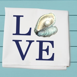 Love Oyster, flour sack towel, 100% cotton machine washable, dish towel, cotton towel